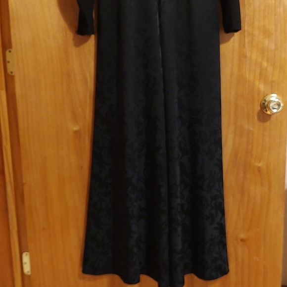 Vintage Raza New York Black Empire Waist Gown Floral Jacquard Rhinestone Size XL - Picture 10 of 16